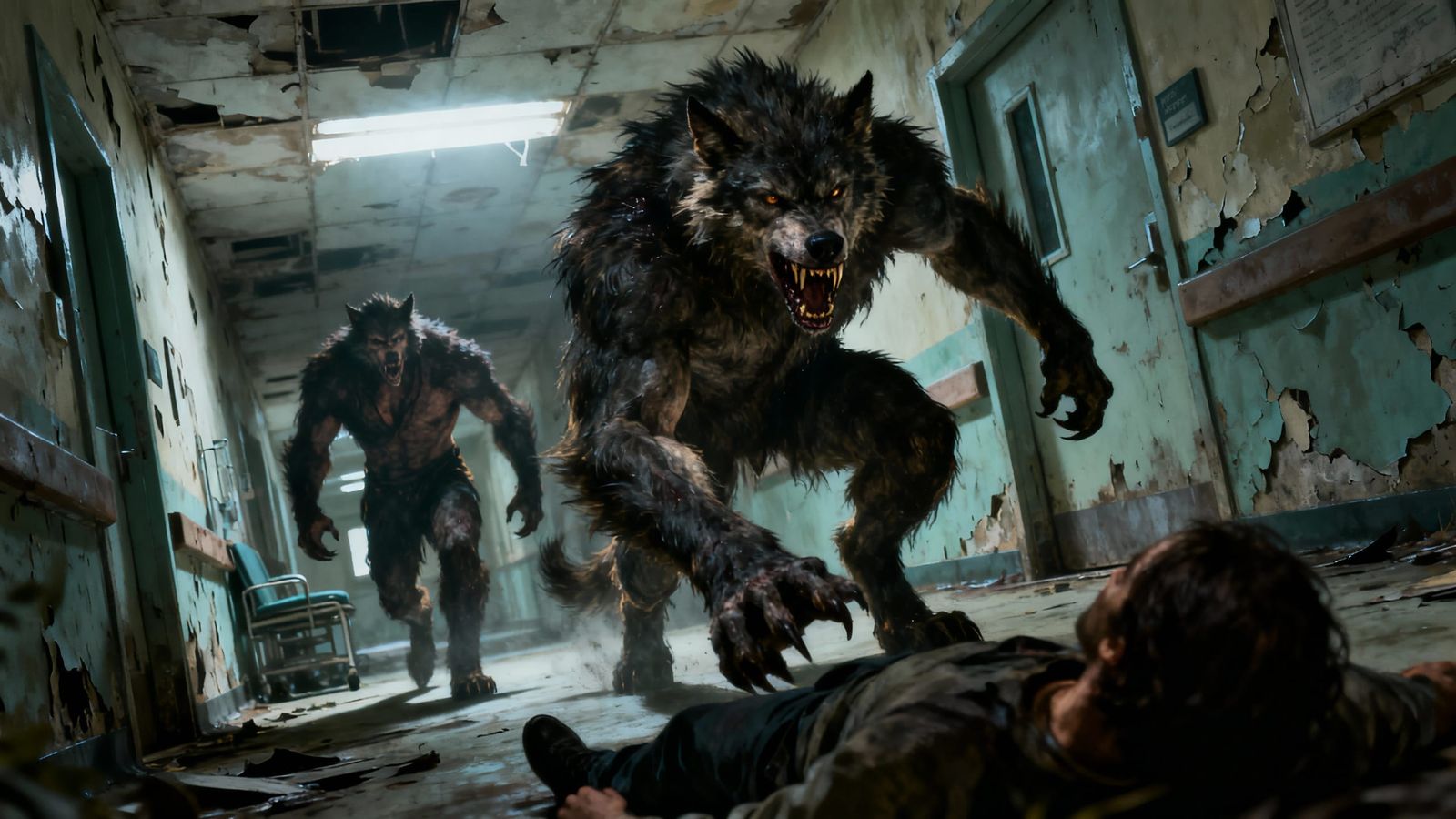 Savage Werewolves Hunt in Abandoned Hospital