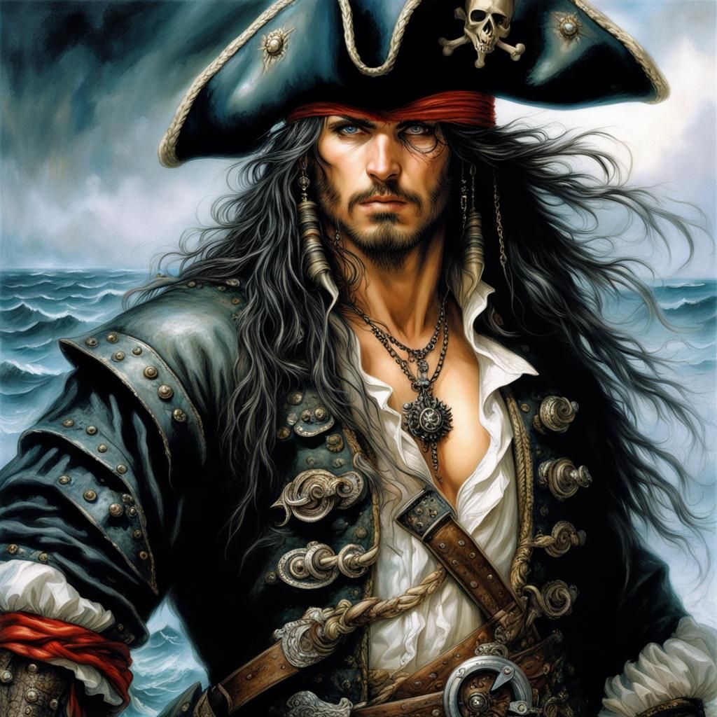 Chubby Pirate Masterpiece in Ornate Stormy Seas