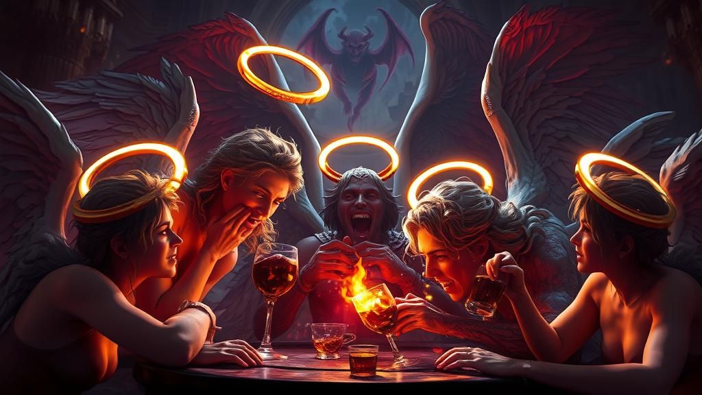 Angels' Midnight Revelry in Dark Fantasy