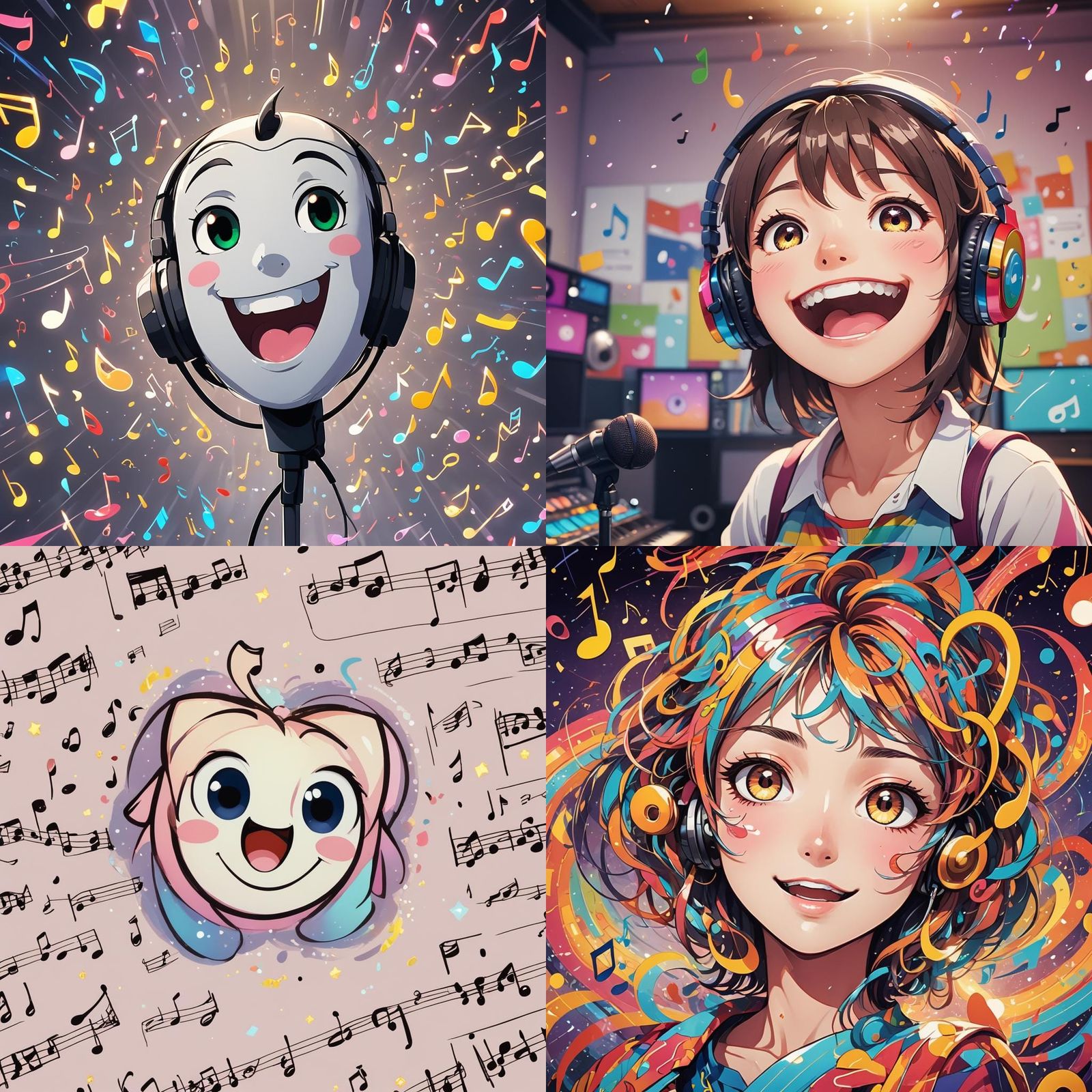 Joyful Musical Note Sings in Vibrant Anime Style