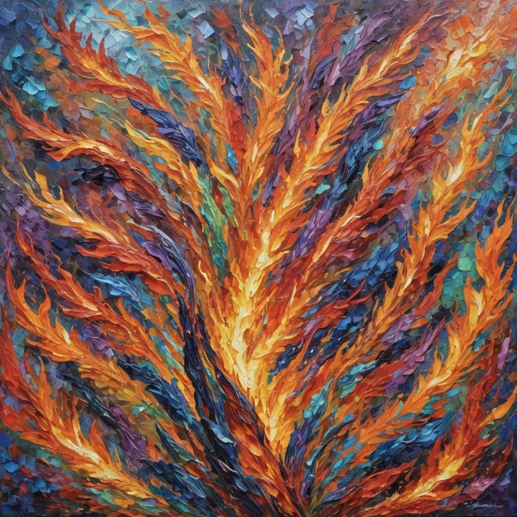 Blazing Neo-Impressionist Flame Ascends