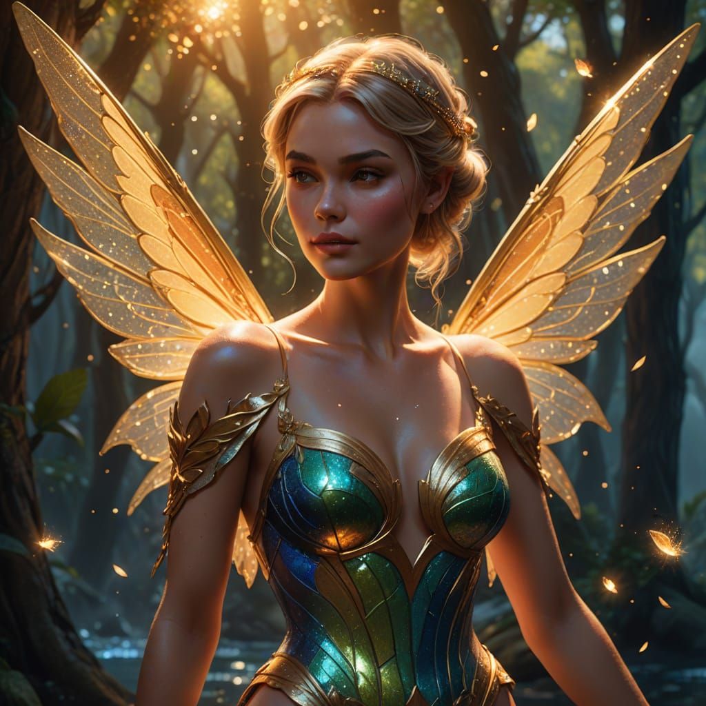 Tinker Bell's Vibrant Art Nouveau Portrait