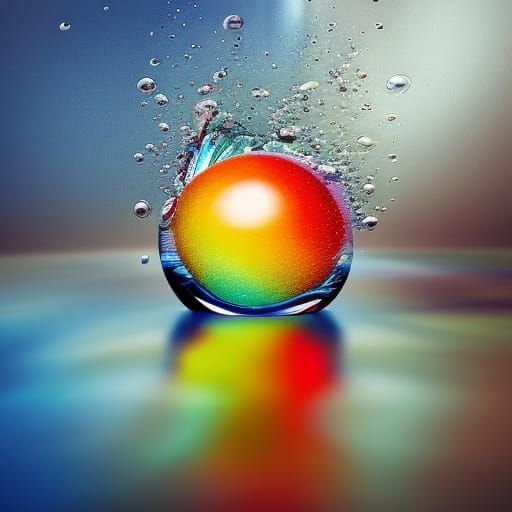 Hyperrealistic Rainbow Reflection on Intricately Detailed Wa...