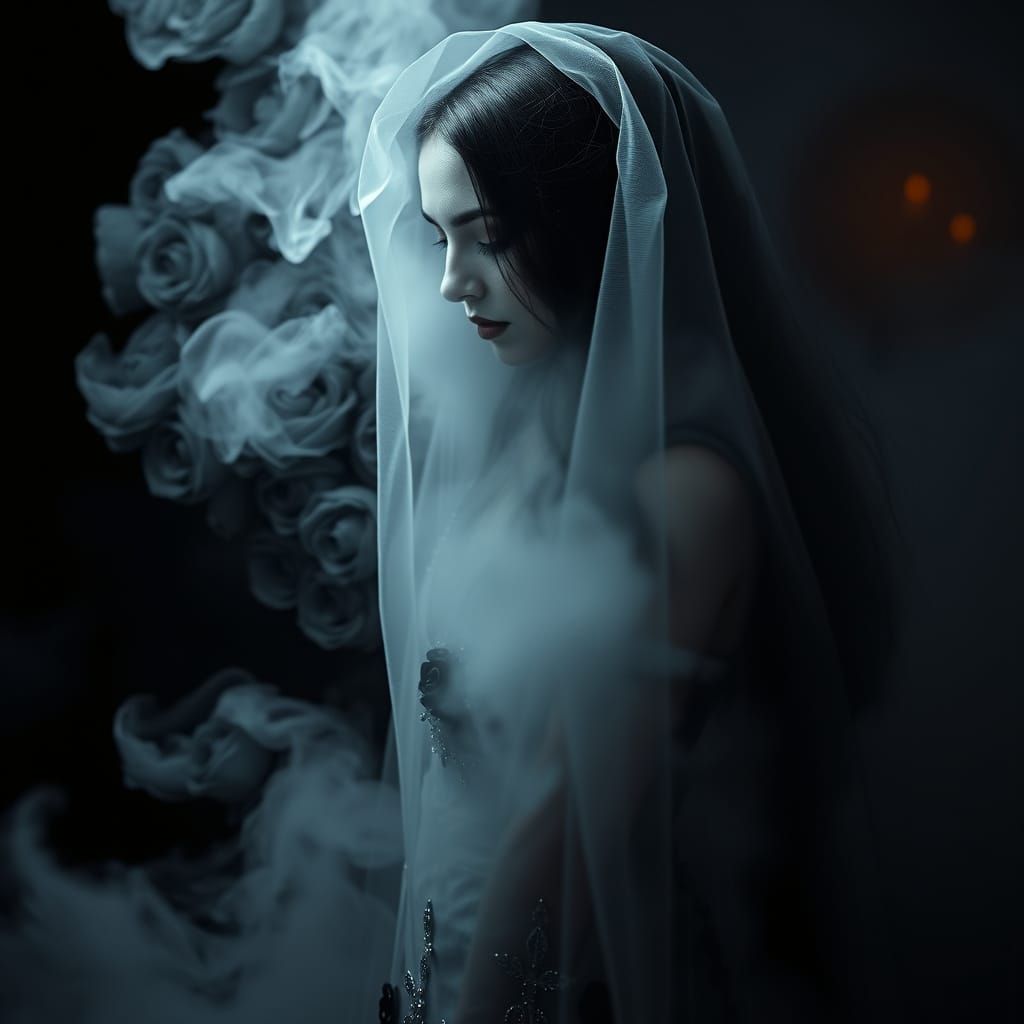 Morticia Addams in Gothic Noir Style