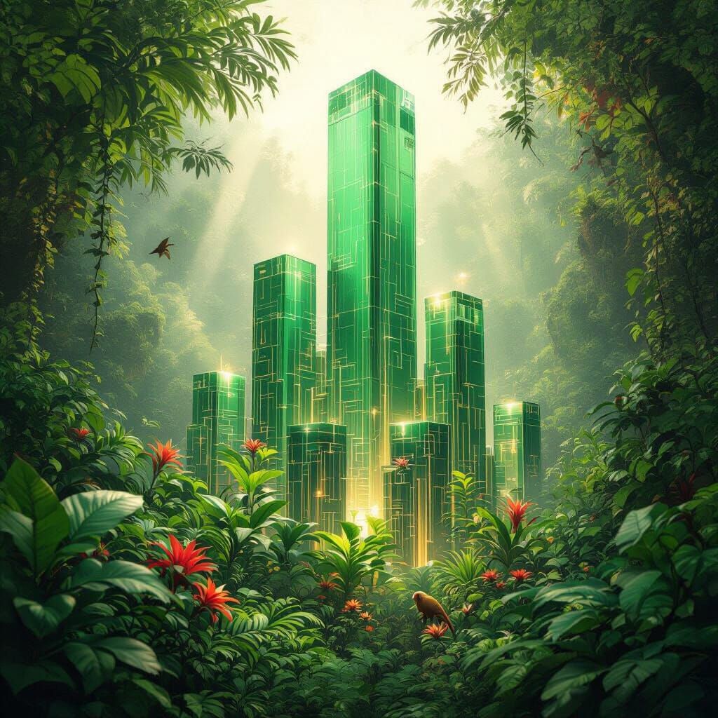 Emerald Bar Graph in Lush Rainforest