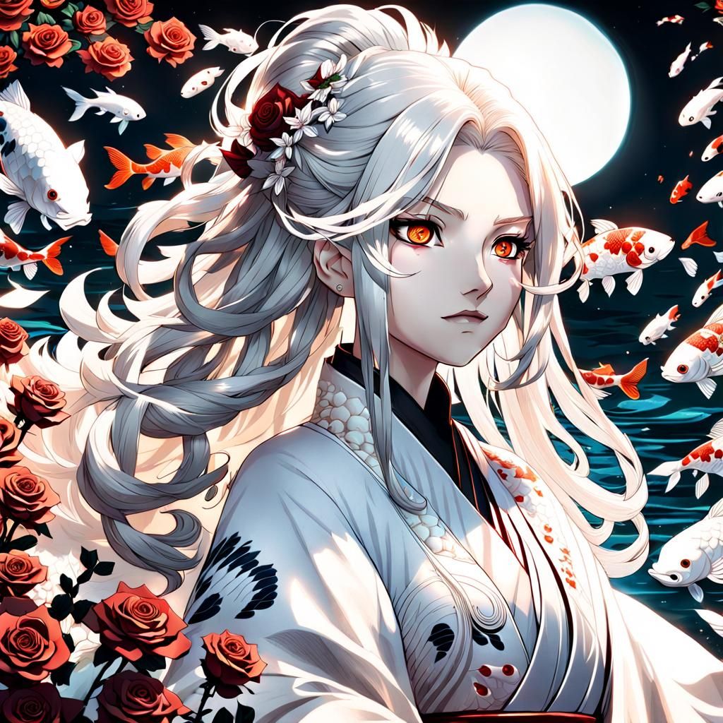 Ethereal Portrait of a Rosy Goddess in a Vibrant Fantasy Lan...