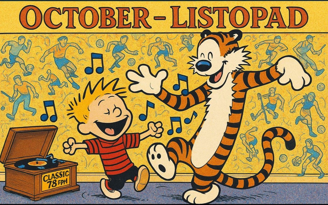 Calvin and Hobbes Dancing on an October Calendar Page