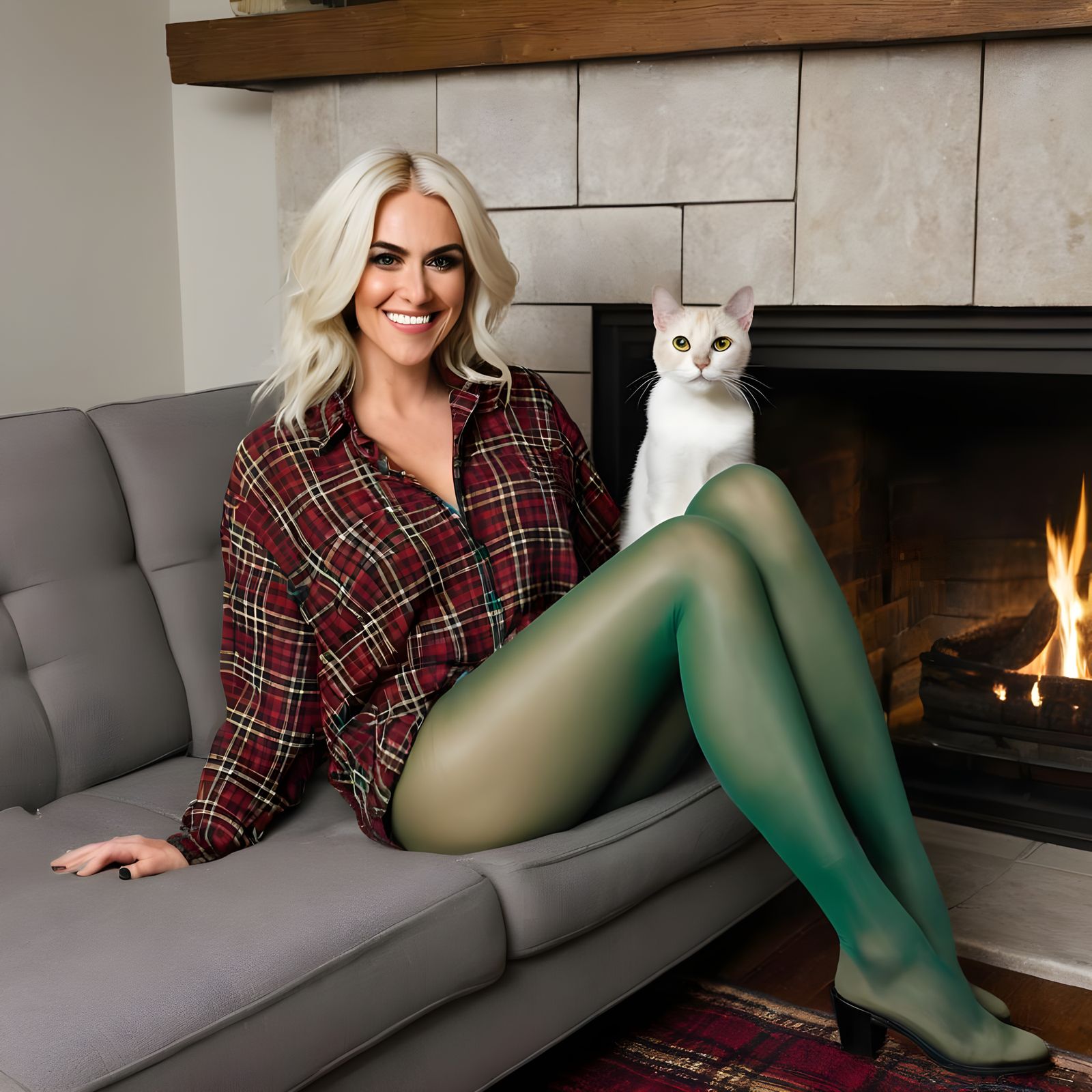 Trans Woman in Cozy Winter Scene with Animals