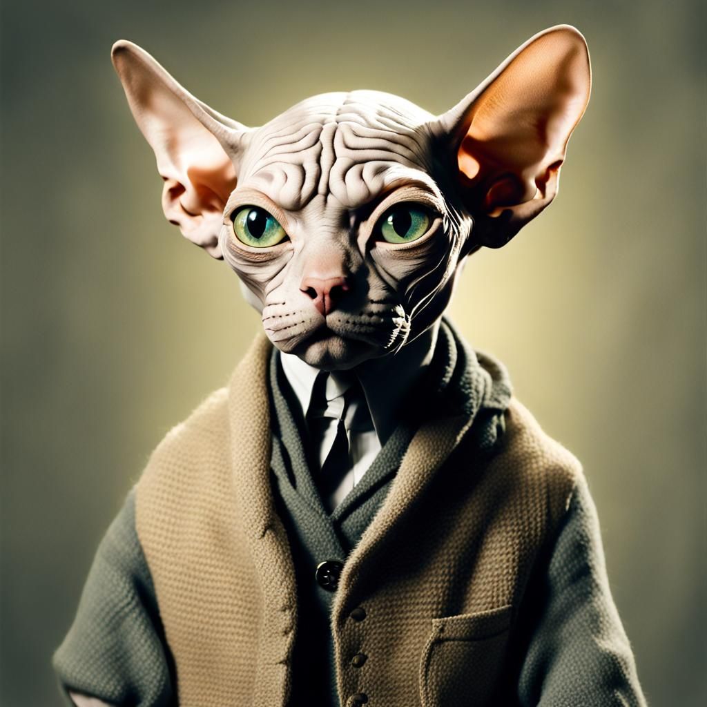 Whimsical Cat Emulates Gollum's Enigmatic Charm