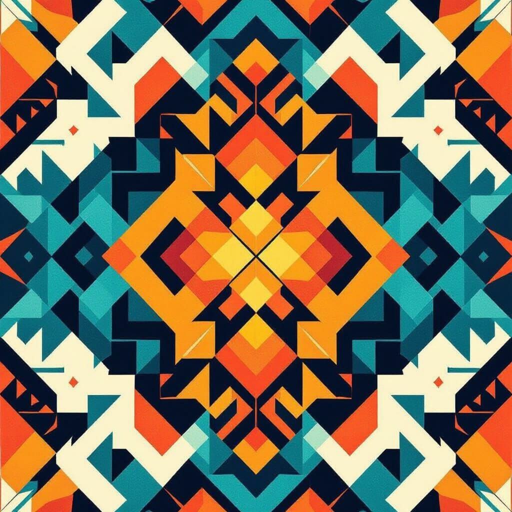 African Geometric Textile Pattern in Digital Art