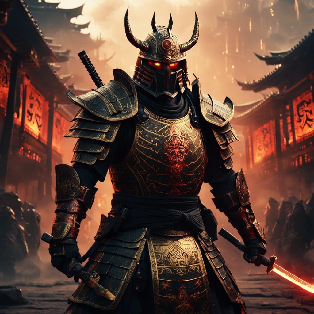 Epic Samurai Citadel Armor in Golden Light