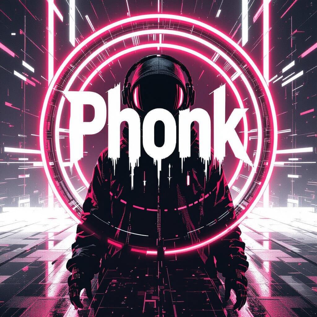 Phonk Music Circle with Neon Shadow Effect