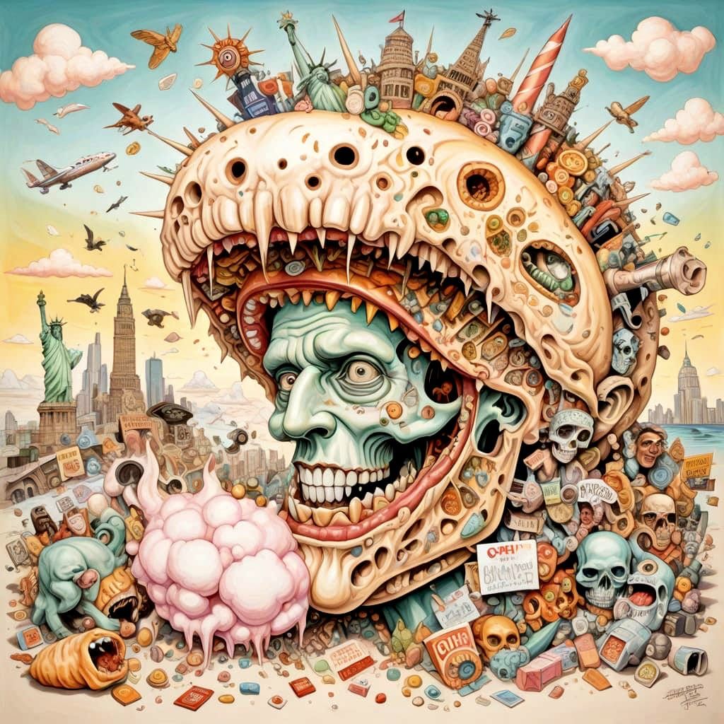 Surreal Caricatures in Airbrush Dadaism Collage