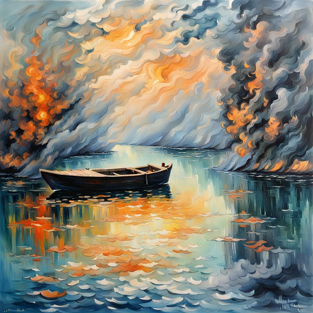 Impressionist Smoke Rises Above the Water's Surface