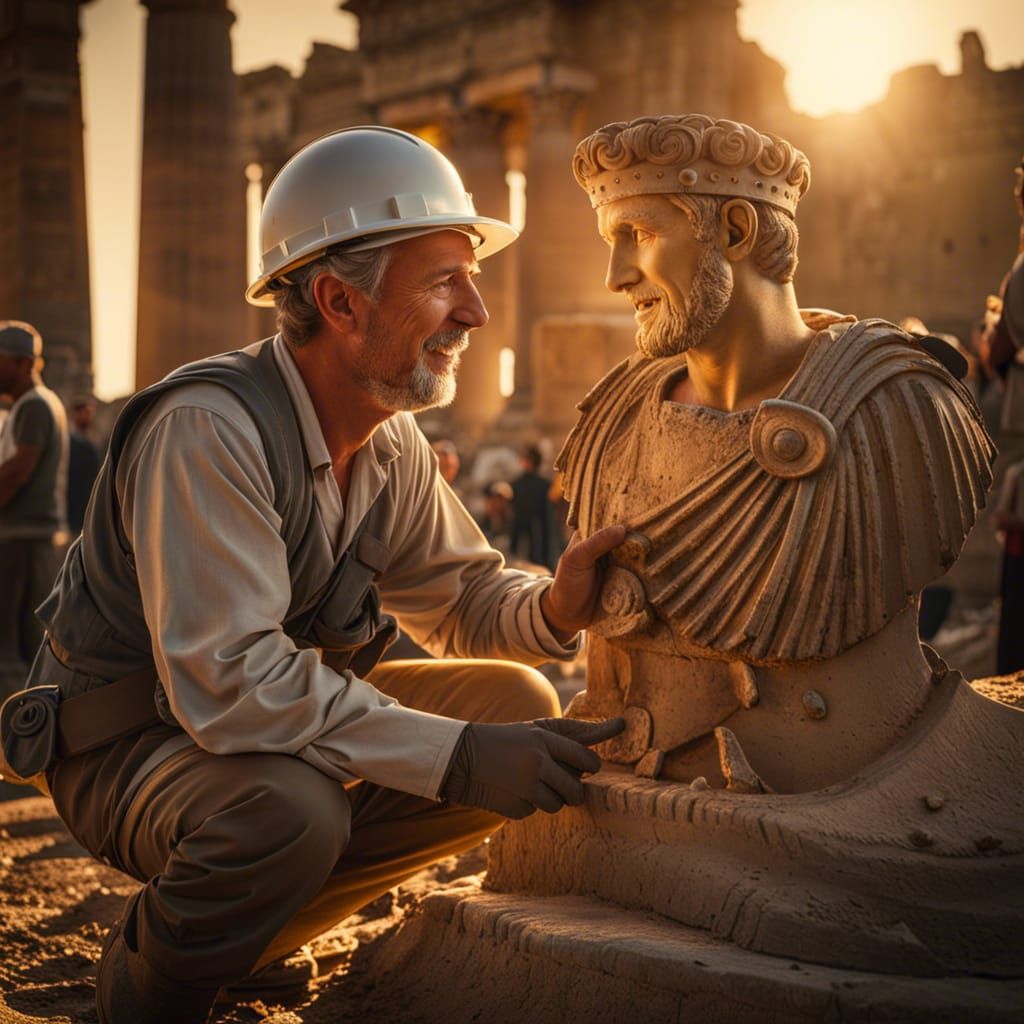 Ancient Roman Sculpture Unearthed in Golden Light