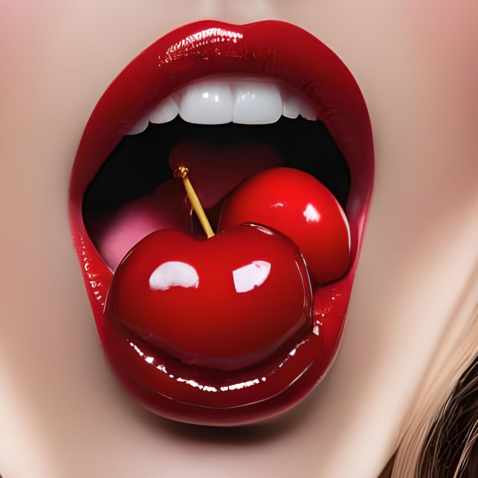 Sultry Cherry Kiss in Vibrant Pop Art Style