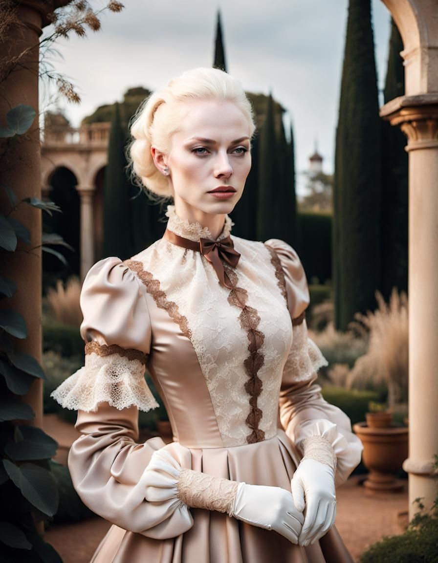 Rare Albino Beauty in Victorian Elegance