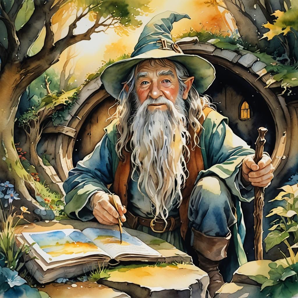 Gandalf in Resplendent Watercolor Hyperrrealism