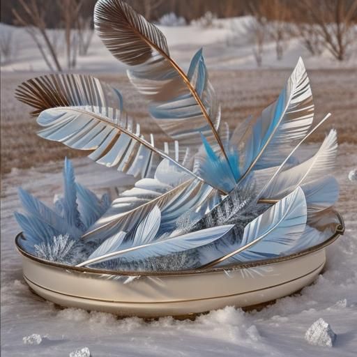 Delicate Frosty Feathers in Mid-Air