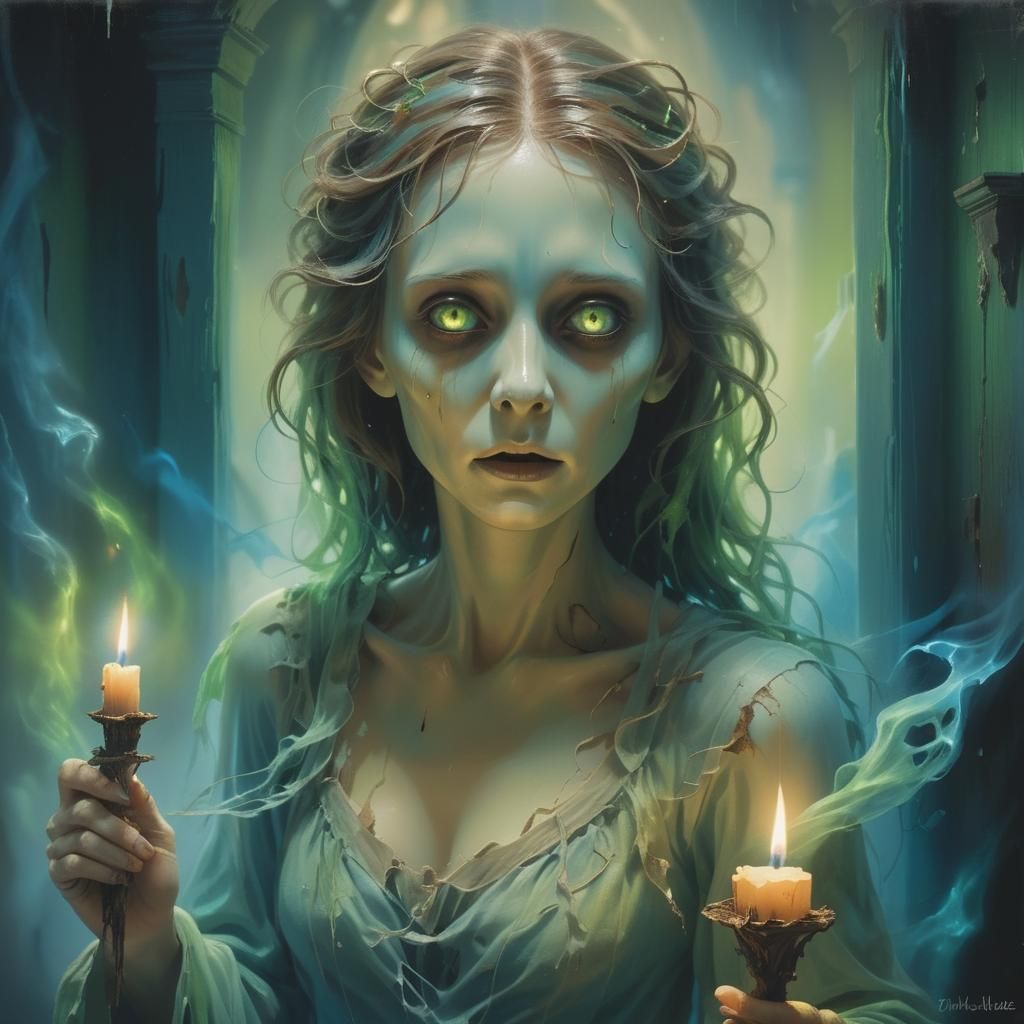 Ethereal Ghost Unveiled in Haunted Mansion