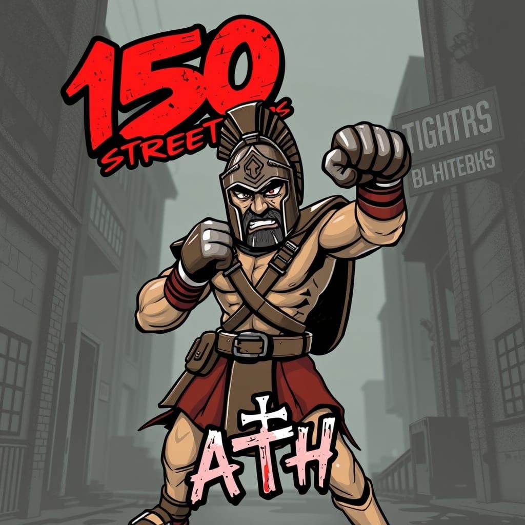 Spartan Boxer in Urban Graffiti Art Style