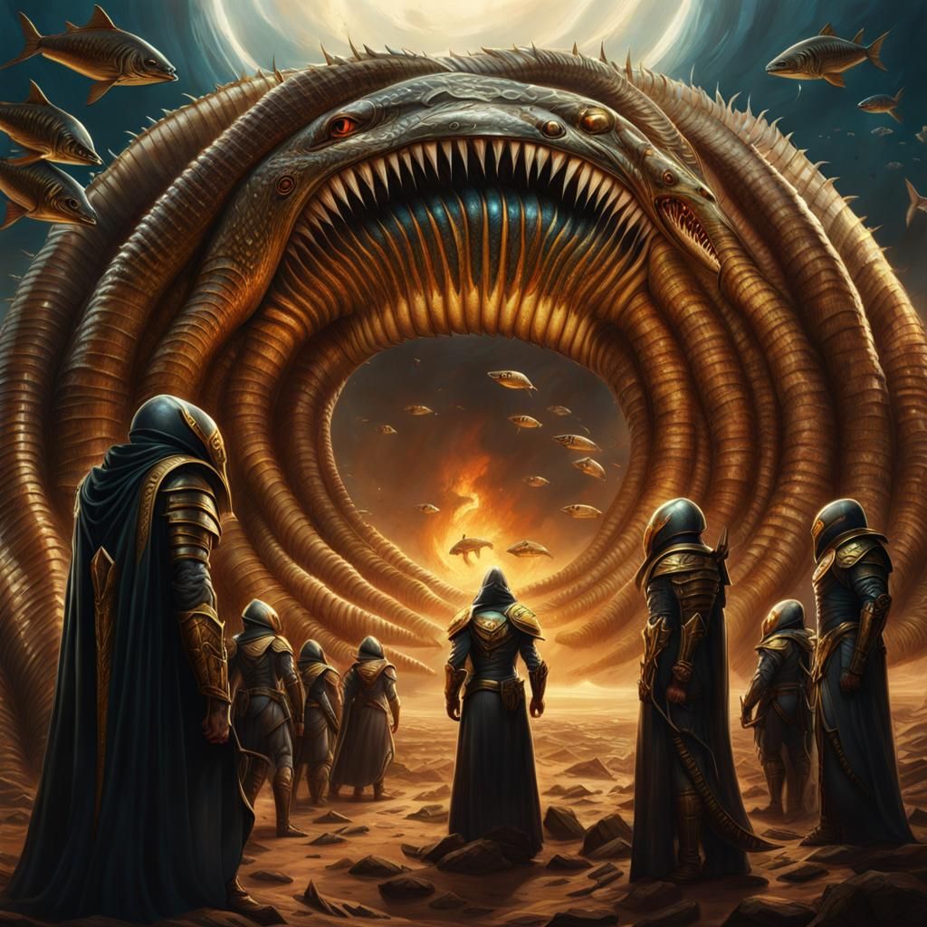 Leto II Atreides: God-Emperor in Sandworm Form, Surrounded b...