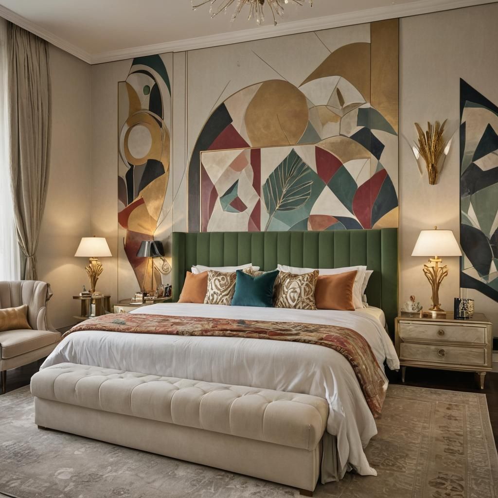 Opulent Art-Deco Bedroom in Graffiti Art Style