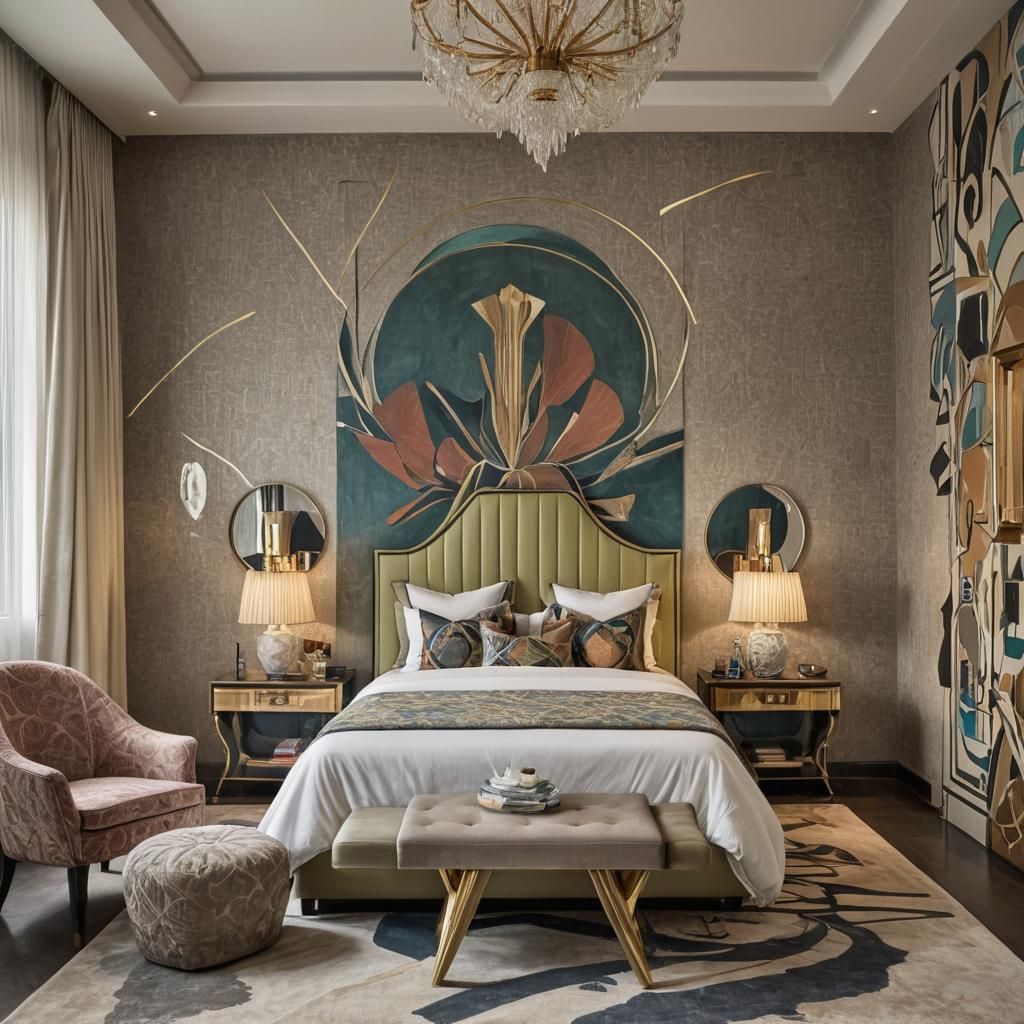 Glamorous Art Deco Bedroom with Geometric Patterns