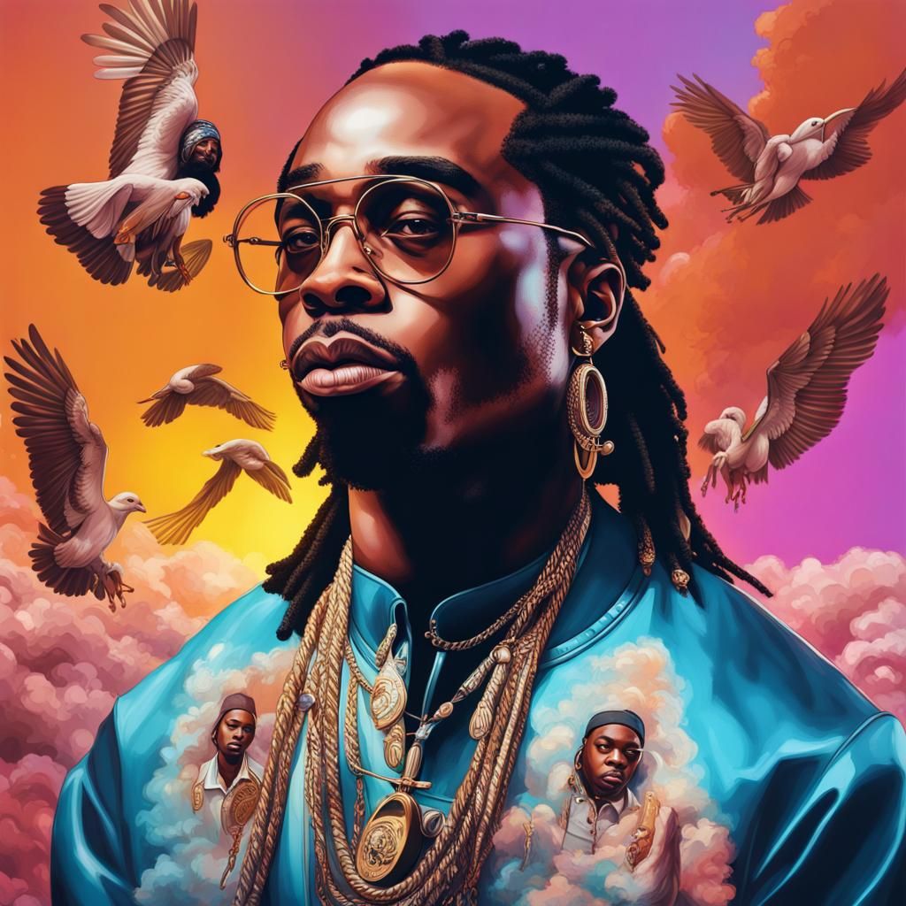 Hyperrealistic Portrait of a Rapper in Splash Art Style