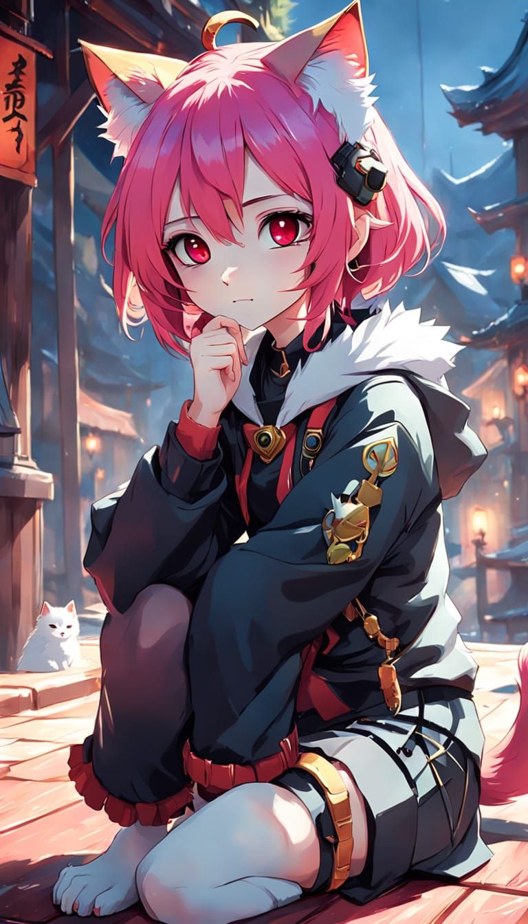 Elegant Anime Girl in Hyper-Realistic 3D Style