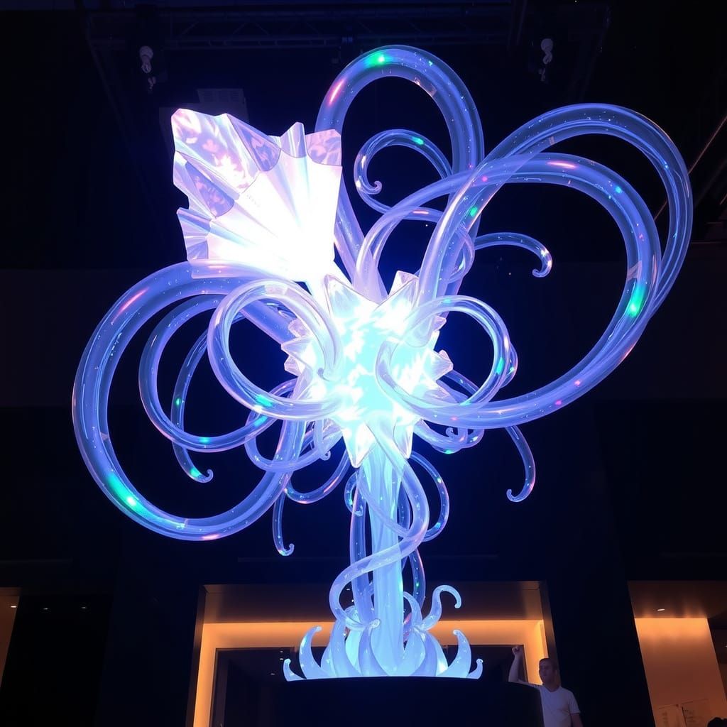 Ethereal Nexus of Swirling Energies in Crystal Sculpture