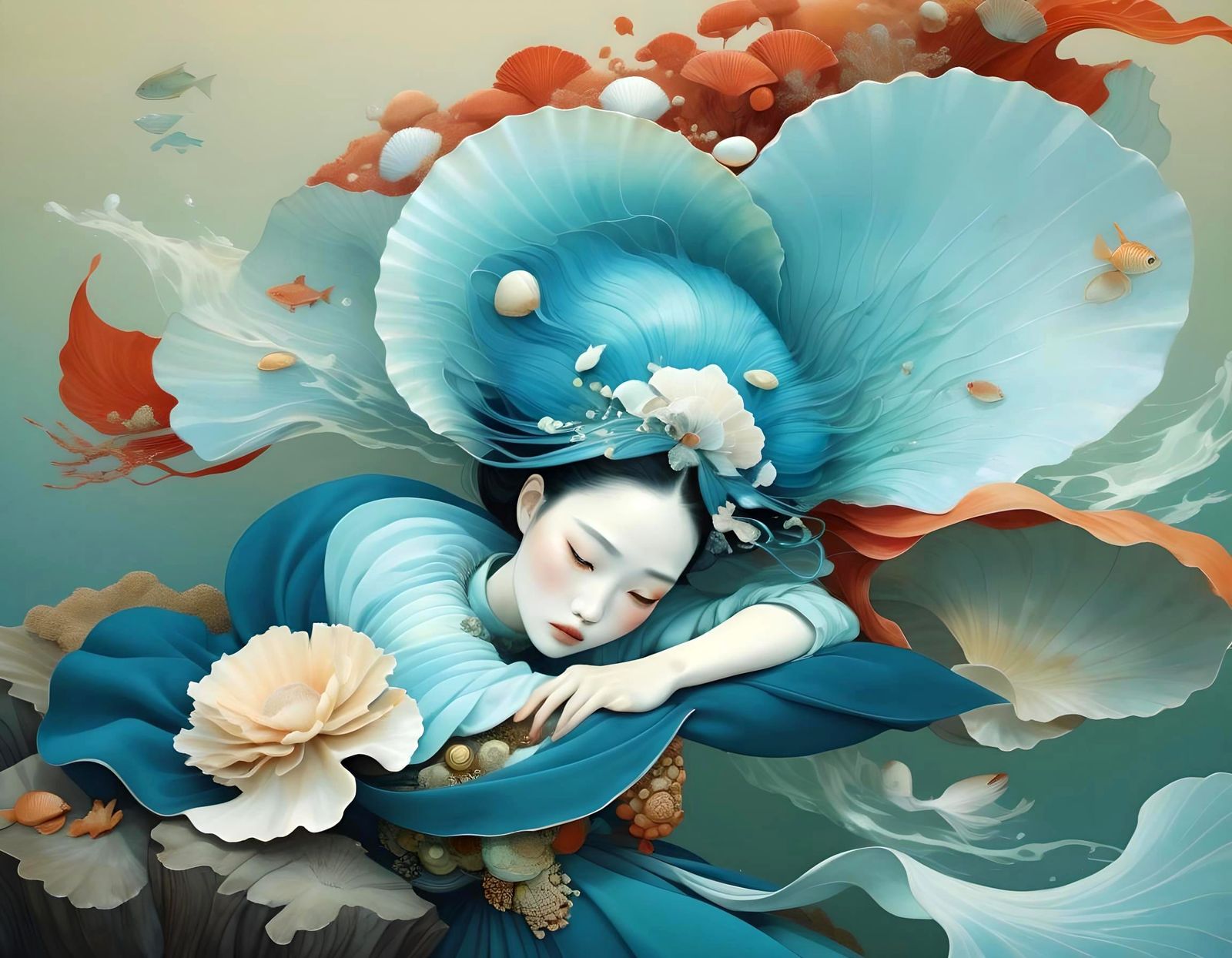 Mystical Sea Goddess Emerging from the Ocean