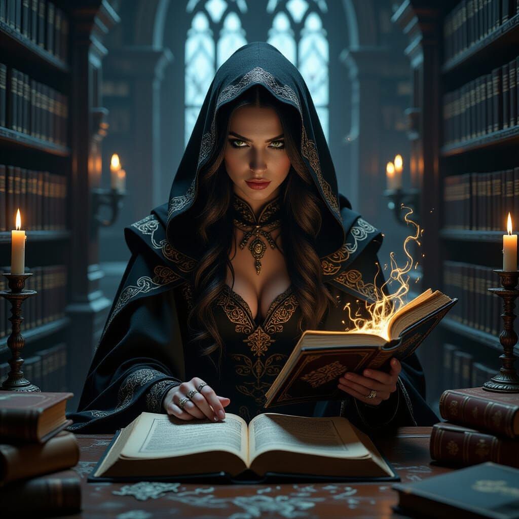 Gothic Library Sorceress: Dark Fantasy Spellcasting