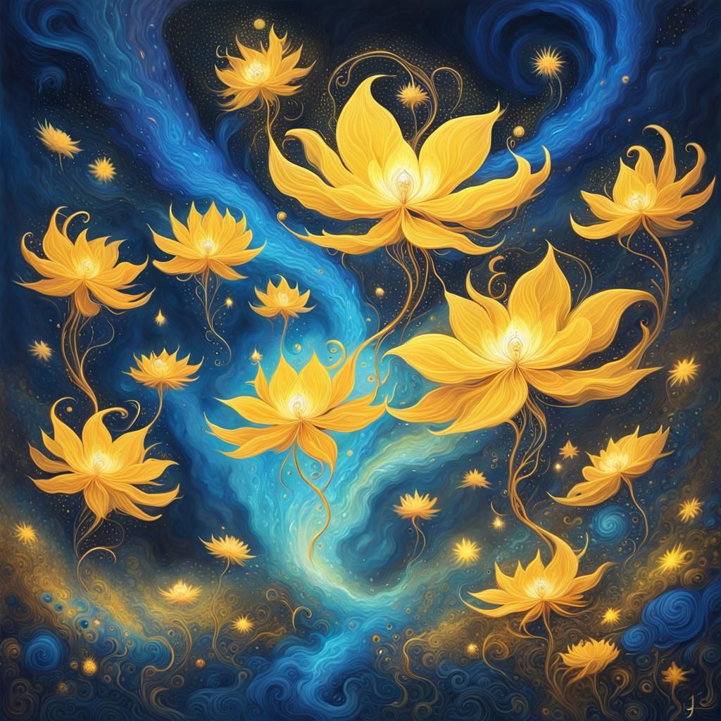 Psychedelic Whimsy in a Swirling Garden of the Universe