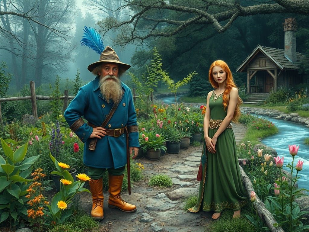 Rustic Garden Paradise in a Verdant Forest Clearing