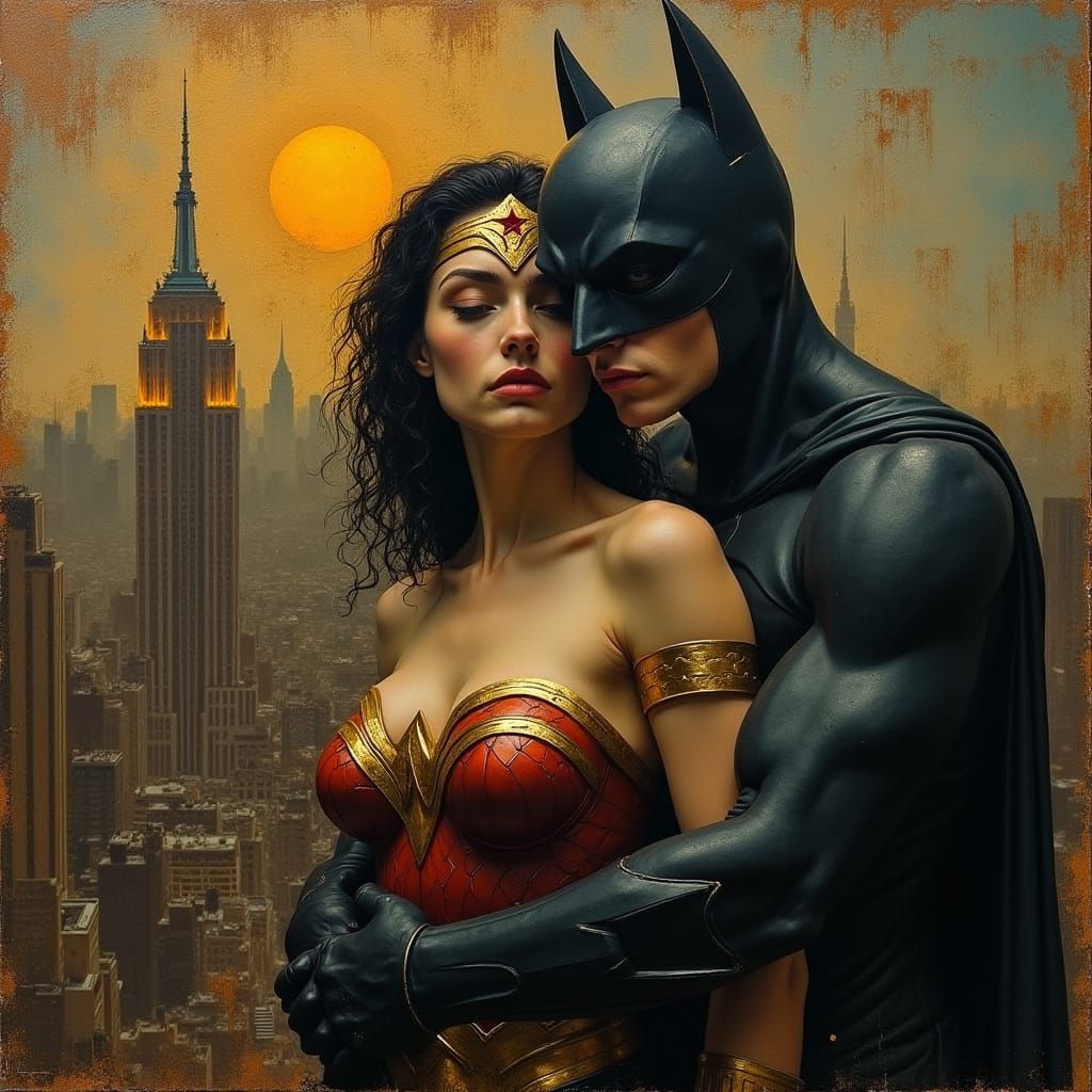 Surreal Love Scene with Wonder Woman in Gotham