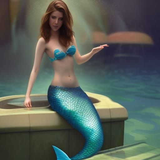 Anna Kendrick as Mermaid in Mall Fountain