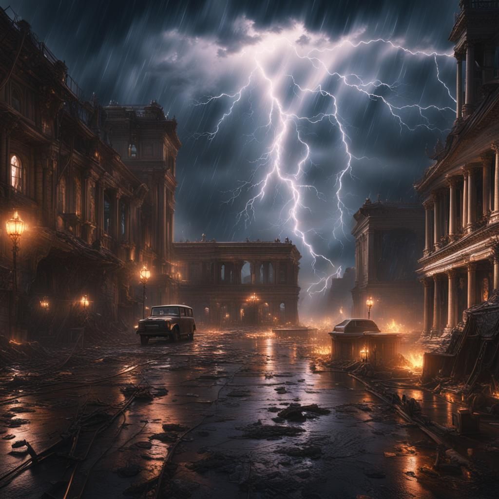 Epic Stormy Cinematic Scene with Brilliant Lightning