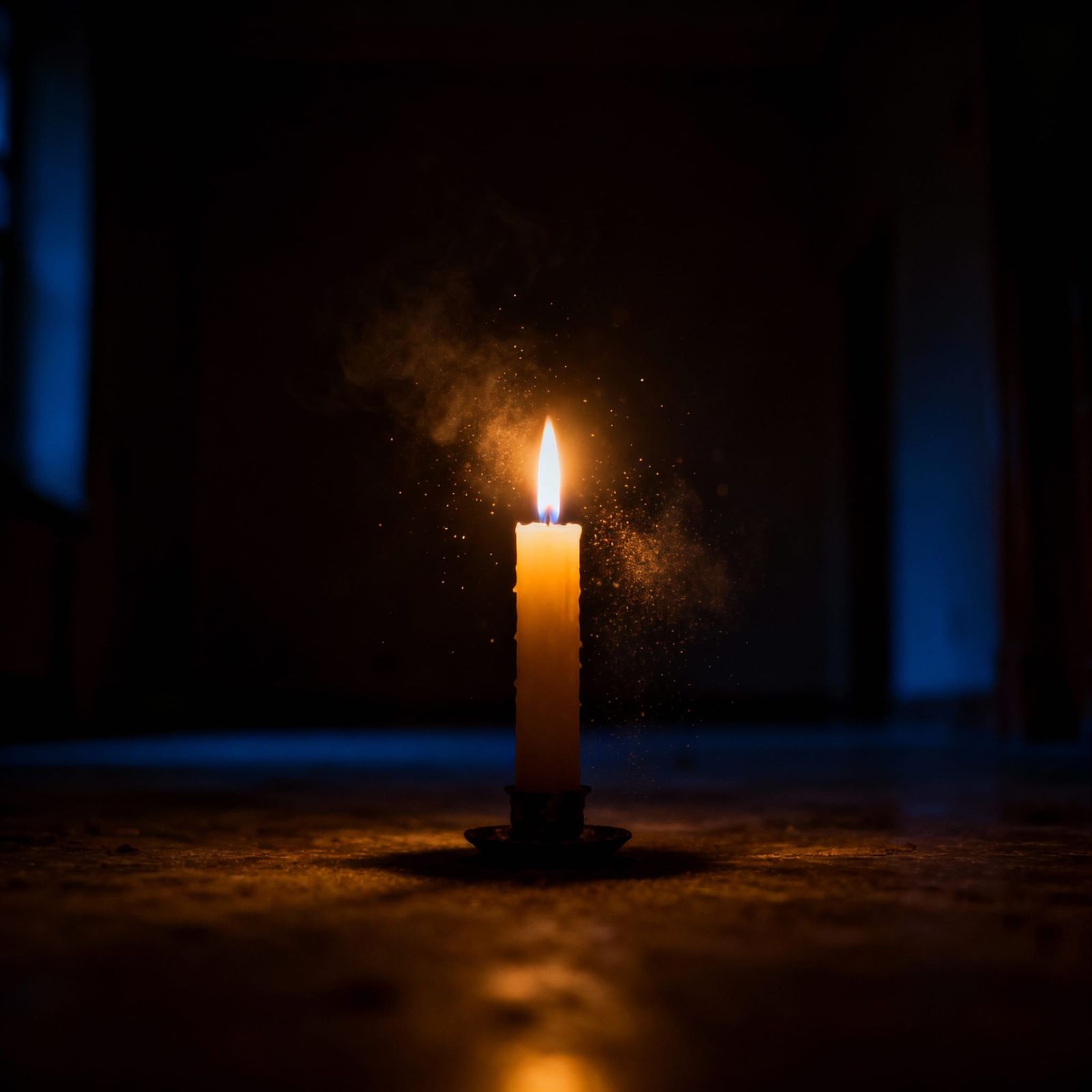Flickering Candle in Dark Room - Melancholic Glow
