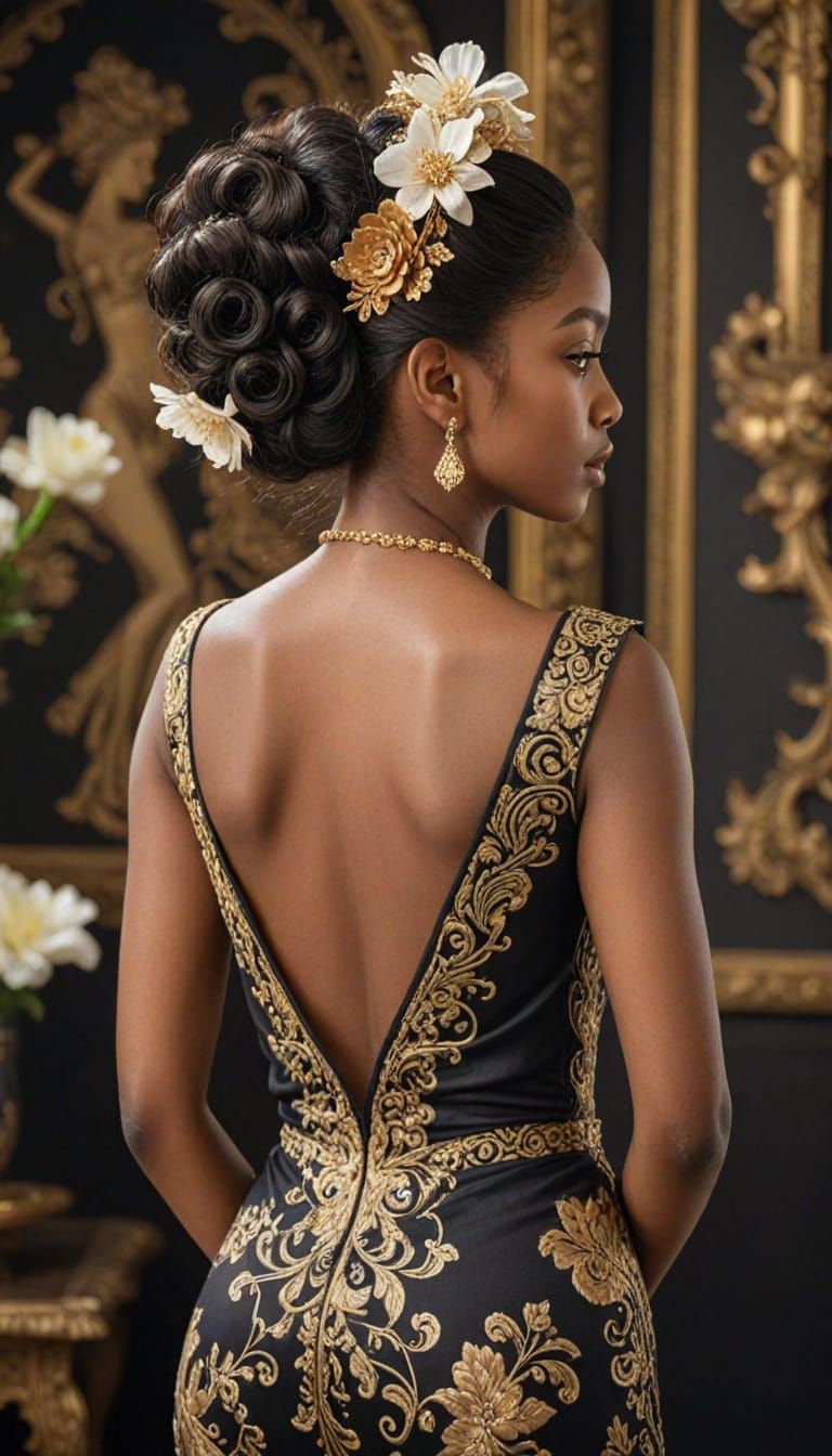 Elegant Black Woman with Ornate Accessories