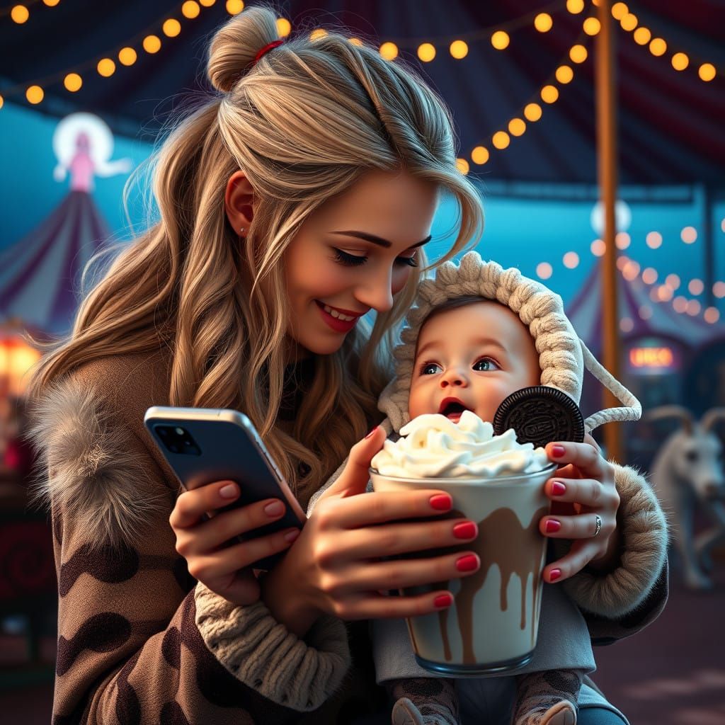 Dove Cameron's Whimsical Circus Scene in Vibrant Fantasy Sty...