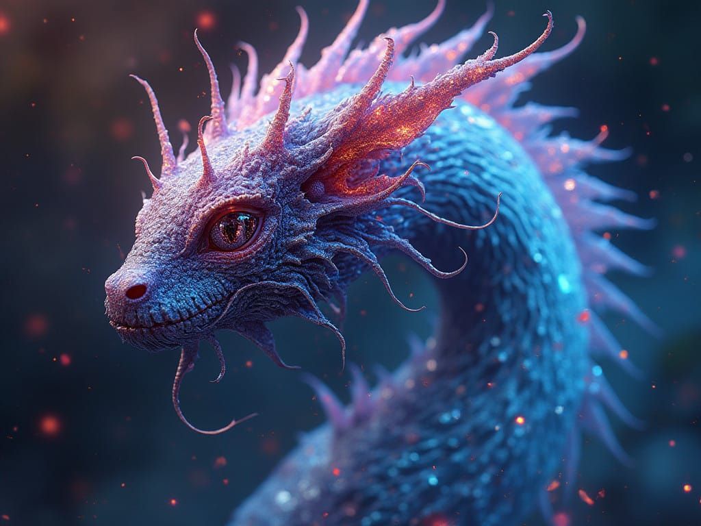 Surreal Creature in Neon-Lit 3D Shaded Art