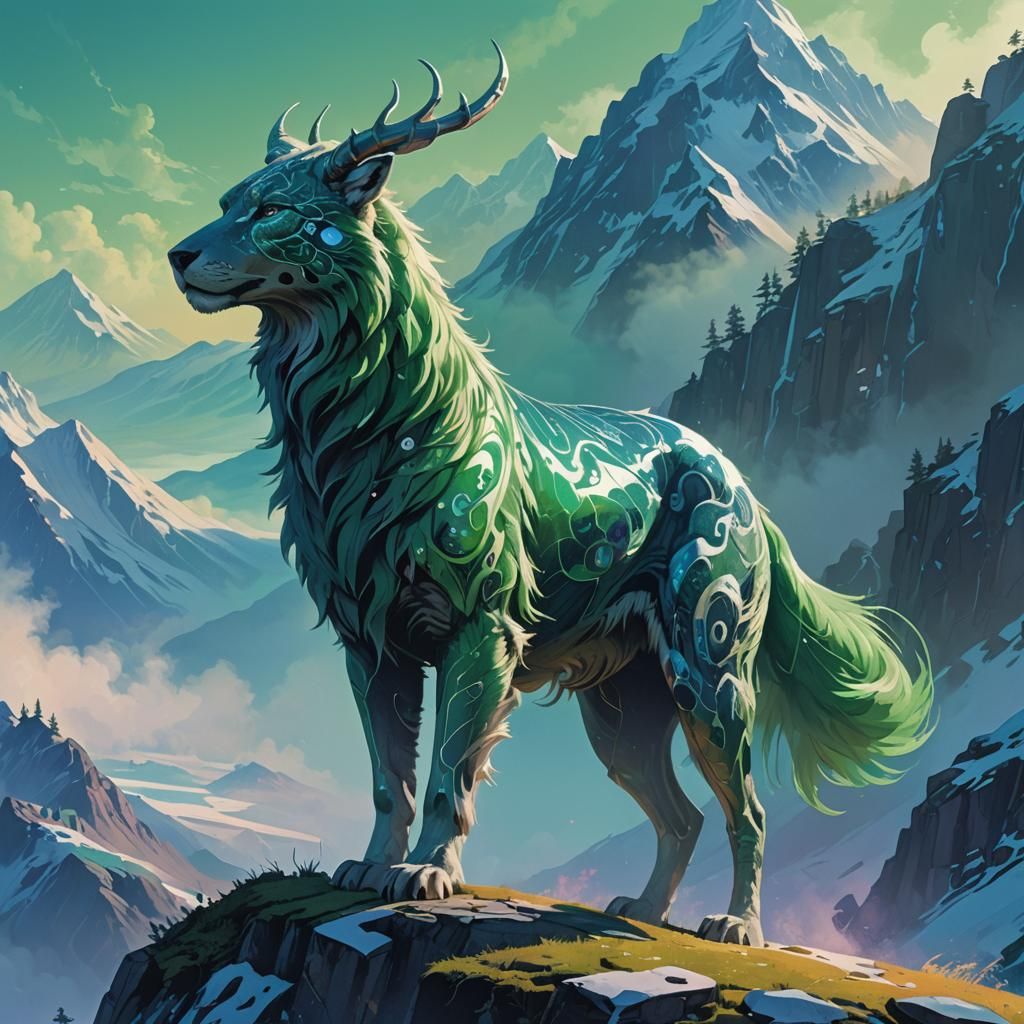Fantasy Wolf Concept Art on Misty Mountain Peak