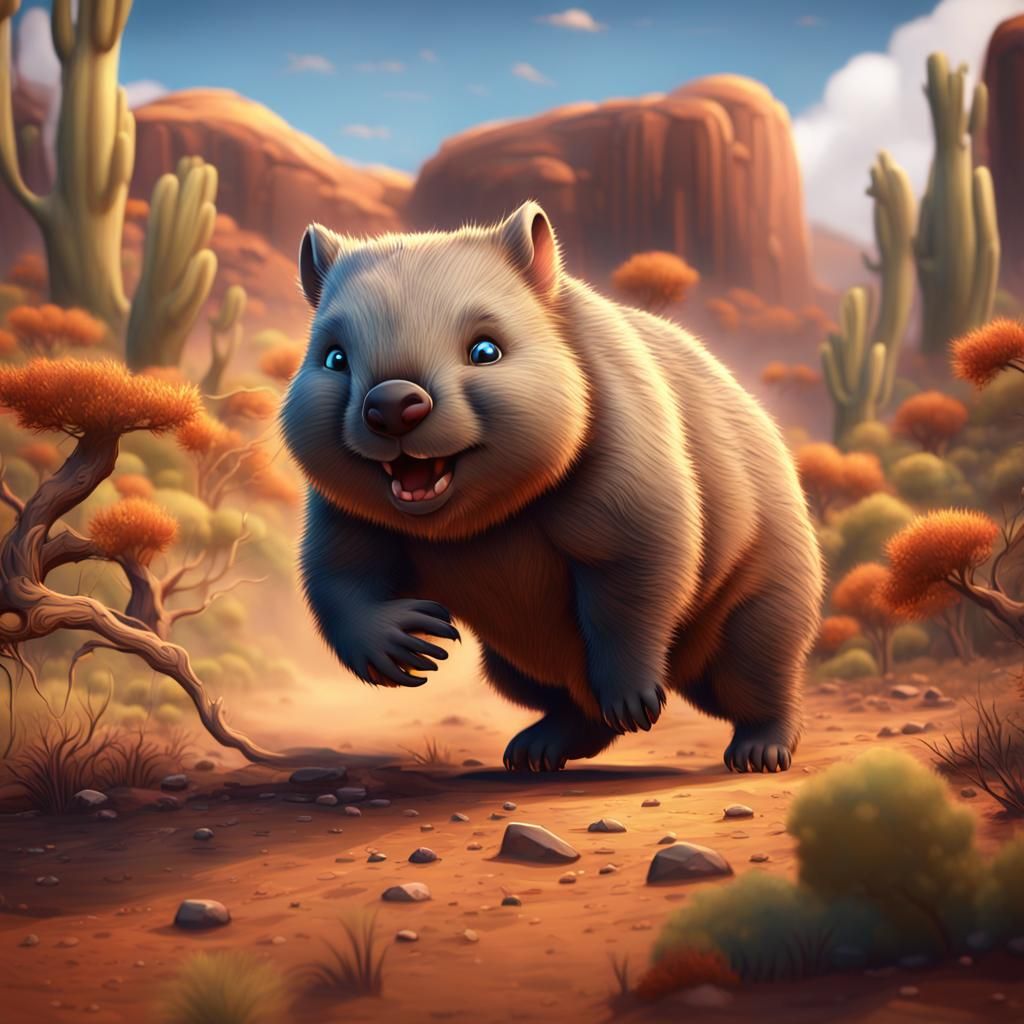 Surreal Australian Outback Adventure in Vibrant Cartoons