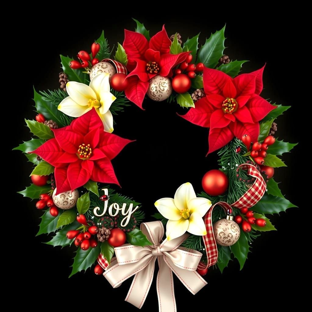 Whimsical Winter Floral Wreath with Christmas Accents