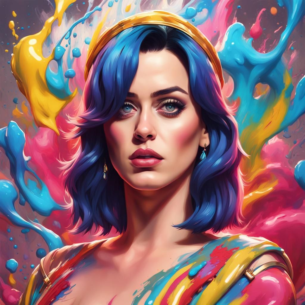 Cyberpunk Starlet in Vibrant Hyperrealism