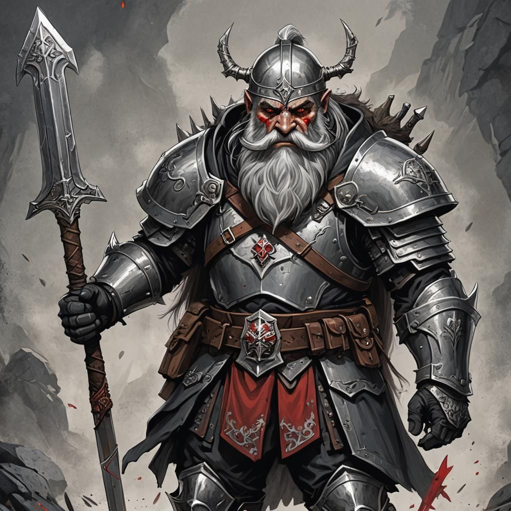 Duergar Elite in Dark Iron Armor Charges with Halberd