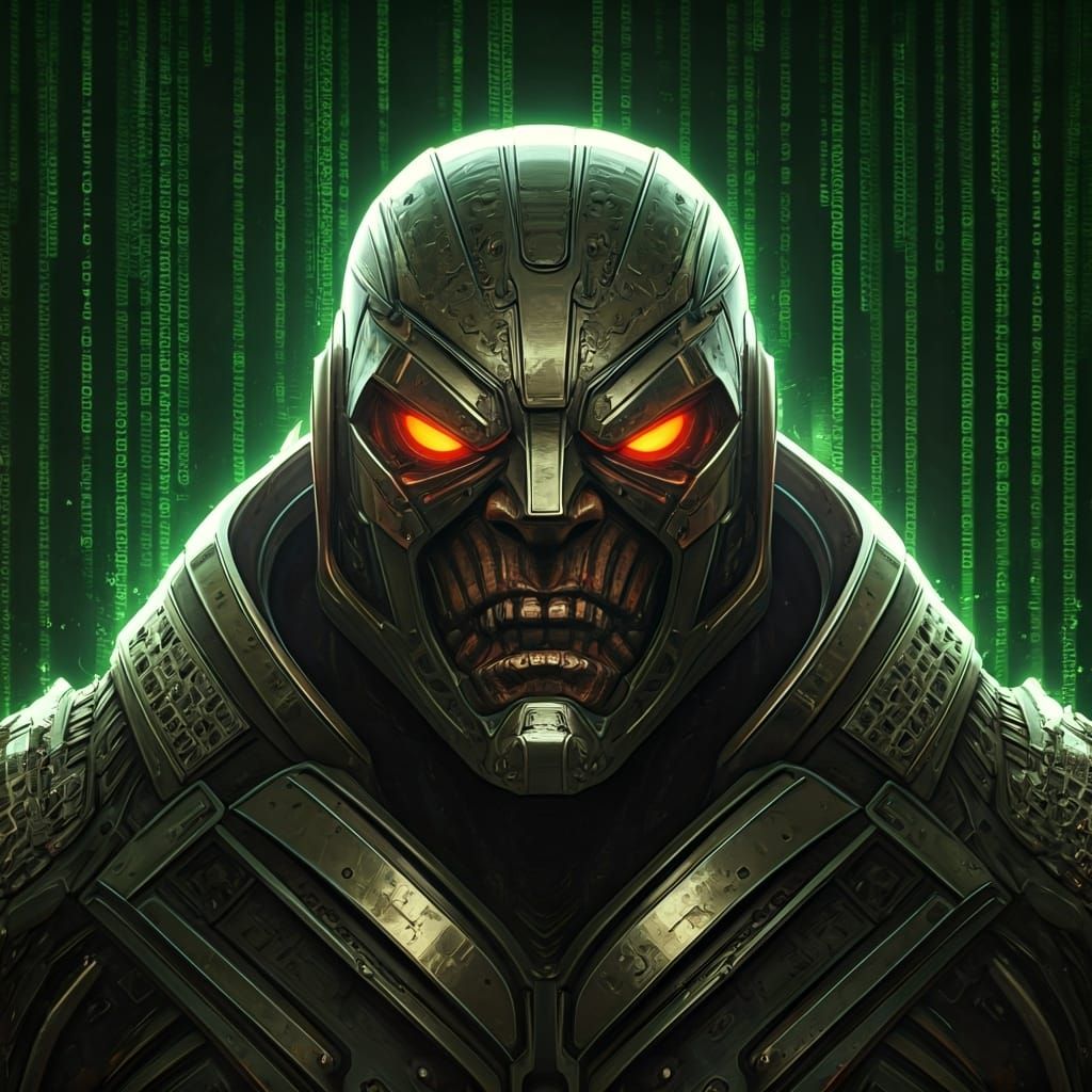 Heroic Cyborg in Neon Digital World