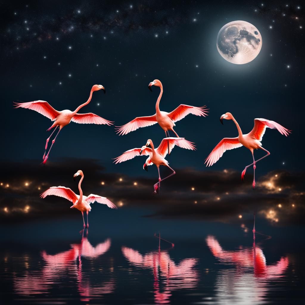 Flamingos Flying