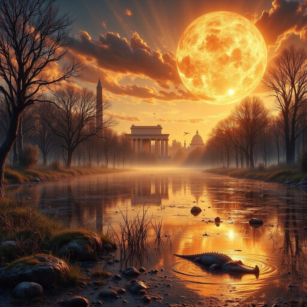 Post-Apocalyptic Swamp D.C. with Alligators